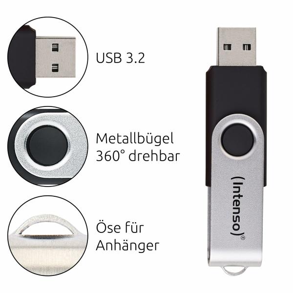Memória USB INTENSO Office Line 256 GB Preto