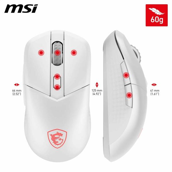 Rato MSI S12-4301440-CLA Branco 8000 dpi