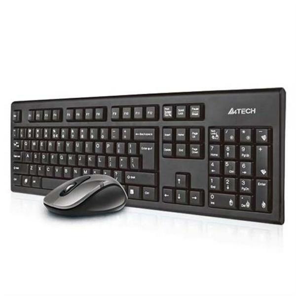 Teclado e Rato A4 Tech 7100N Qwerty UK Preto Monocromática No Inglês QWERTY Qwerty US