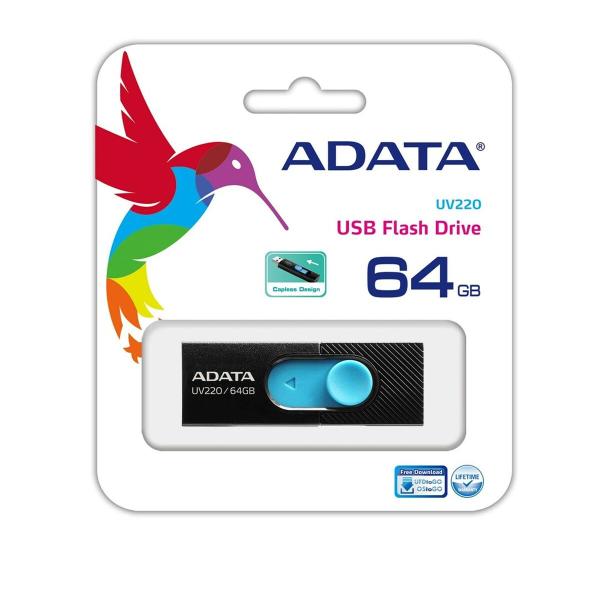 Memória USB Adata UV220 64 GB Preto/Azul