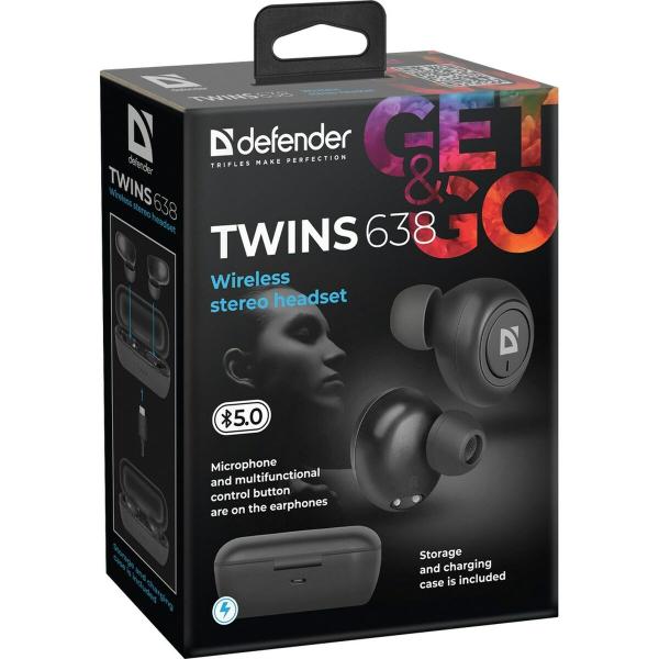 Auriculares in Ear Bluetooth Defender Twins 638 Preto
