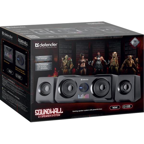 Altifalante PC Defender SOUNDWALL 2.1 65214 Preto