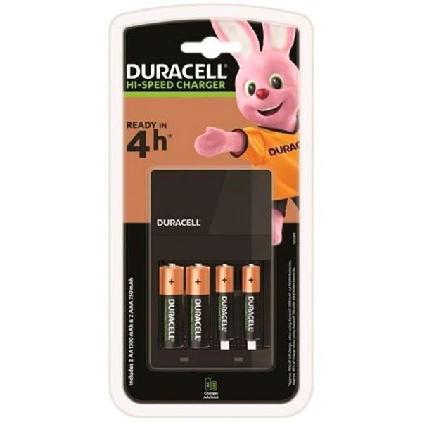 Carregador + Pilhas Recarregáveis DURACELL (3 Unidades)