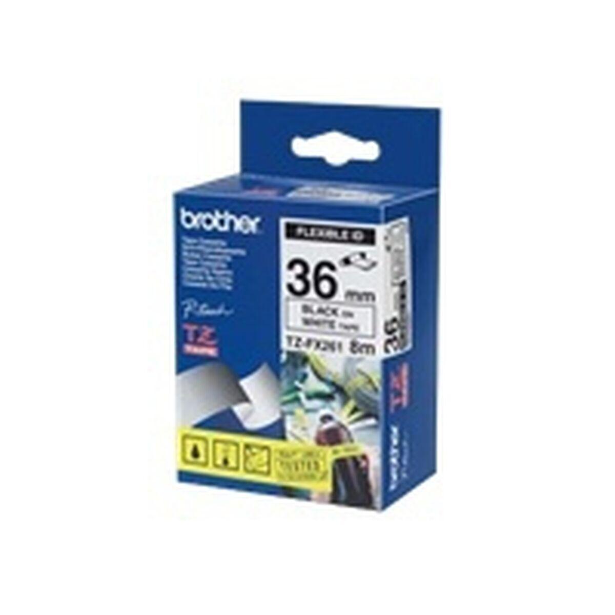 Cinta laminada para máquinas rotuladoras Brother TZEFX261 Branco Preto/Branco