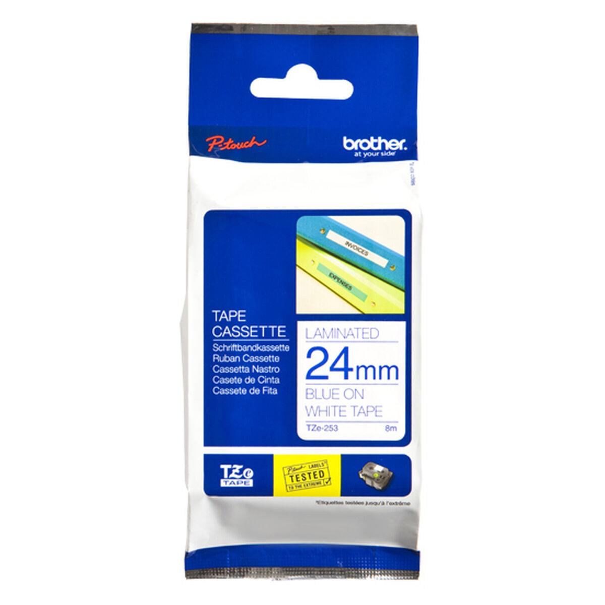 Cinta laminada para máquinas rotuladoras Brother TZE253 24 mm