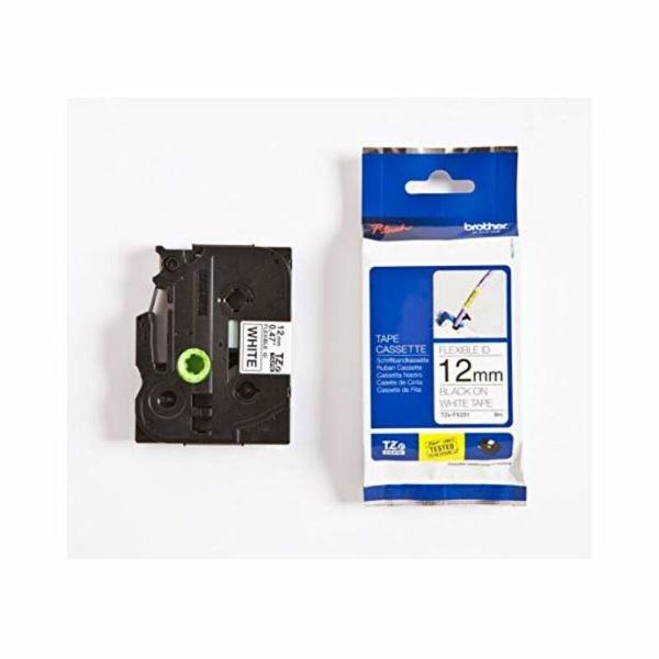 Cinta laminada para máquinas rotuladoras Brother TZEFX231 12 mm x 8 m Preto/Branco