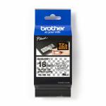 Cinta laminada para máquinas rotuladoras Brother TZE-SE4 Fita de segurança Preto/Branco 18mm