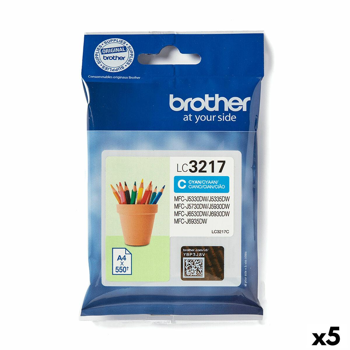 Tinteiro de Tinta Original Brother LC3217 Ciano (5 Unidades)
