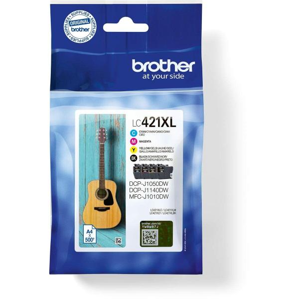 Tinteiro de Tinta Original Brother LC421XL Preto/Ciano/Magenta/Amarelo (4 Unidades)