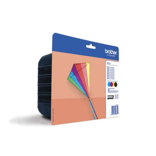 Tinteiro de Tinta Original Brother LC-223VALBP Amarelo (4 Unidades)