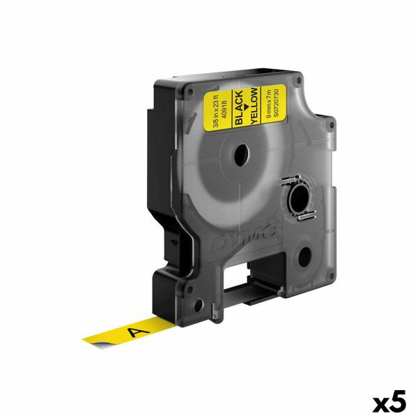 Cinta laminada para máquinas rotuladoras Dymo D1 40918 9 mm LabelManager™ Preto Amarelo (5 Unidades)