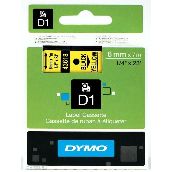 Cinta laminada para máquinas rotuladoras Dymo D1 43618 6 mm LabelManager™ Amarelo (5 Unidades)