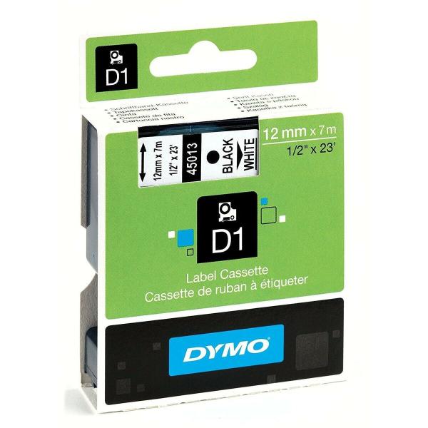 Cinta laminada para máquinas rotuladoras Dymo D1 45013 12 mm LabelManager™ Branco Preto (5 Unidades)