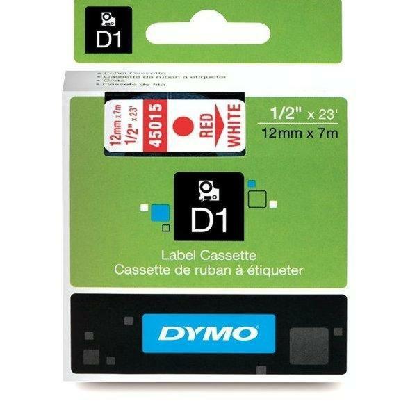 Cinta laminada para máquinas rotuladoras Dymo D1 45015 12 mm LabelManager™ Branco Vermelho Preto (5 Unidades)