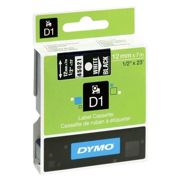 Cinta laminada para máquinas rotuladoras Dymo D1 45021 12 mm LabelManager™ Branco Preto (5 Unidades)