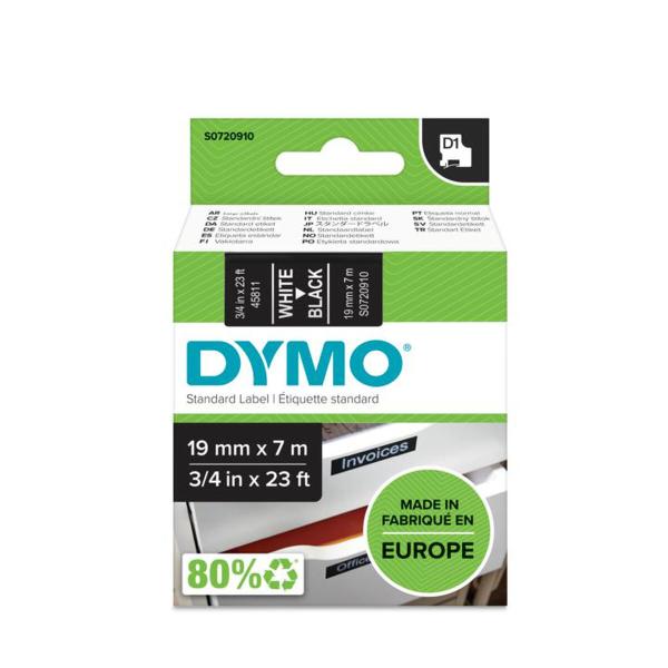 Cinta laminada para máquinas rotuladoras Dymo D1 45811 LabelManager™ Branco Preto (5 Unidades)