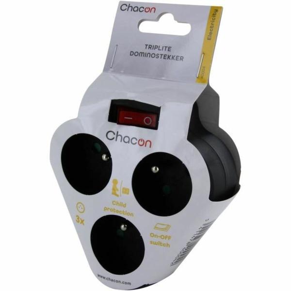 Extensão com 3 tomadas com interruptor Chacon Dominó 3x16A