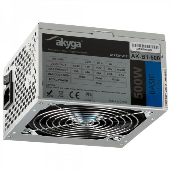 Fonte de Alimentação Akyga AK-B1-500 500 W RoHS CE Cablagem ATX