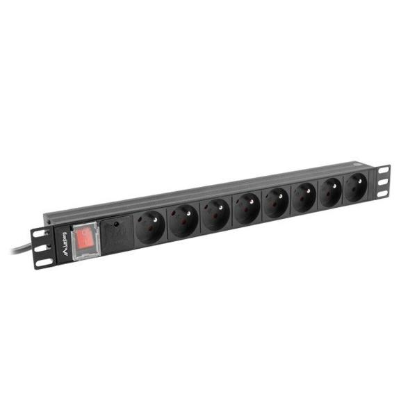 Extensor 19" 8 Tomas Schuko com interruptor Lanberg PDU-08E-0200-BK (2 m)
