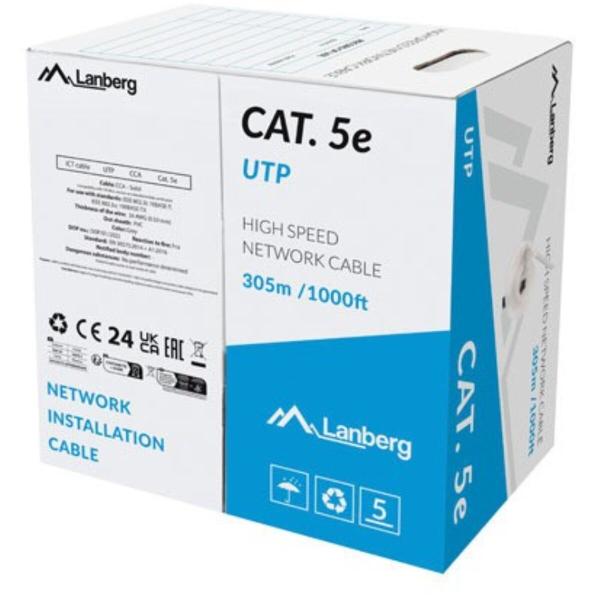 Cabo de rede rígido UTP Categoria 6 Lanberg LCU5-15CC-0305-S Cinzento 305 m