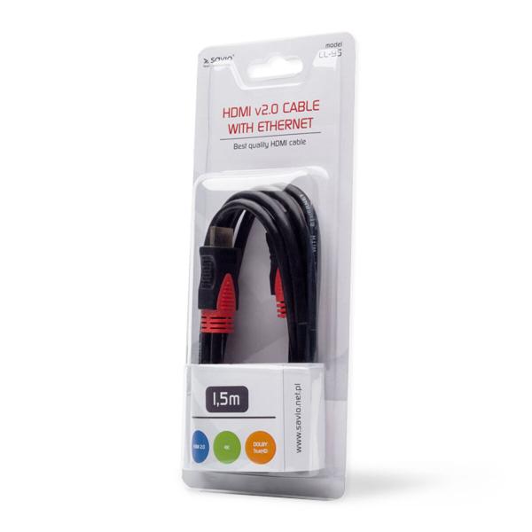 Cabo HDMI Savio CL-95 Preto Vermelho 1,5 m