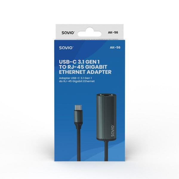 Adaptador USB-C para Ethernet Savio AK-56