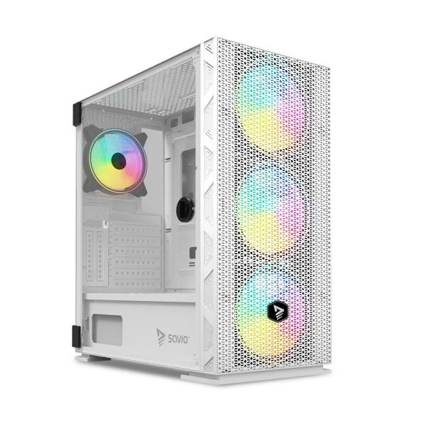 Caixa Semitorre ATX Savio RAPTOR WHITE X1 Preto Multicolor