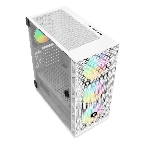 Caixa Semitorre ATX Savio RAPTOR WHITE X1 Preto Multicolor