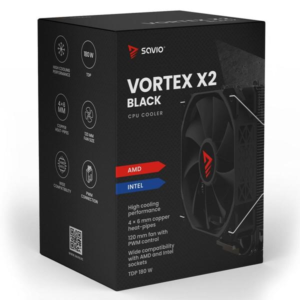 Ventilador de CPU Savio VORTEX X2 BLACK