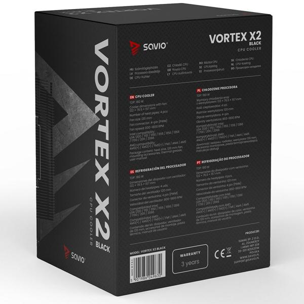 Ventilador de CPU Savio VORTEX X2 BLACK