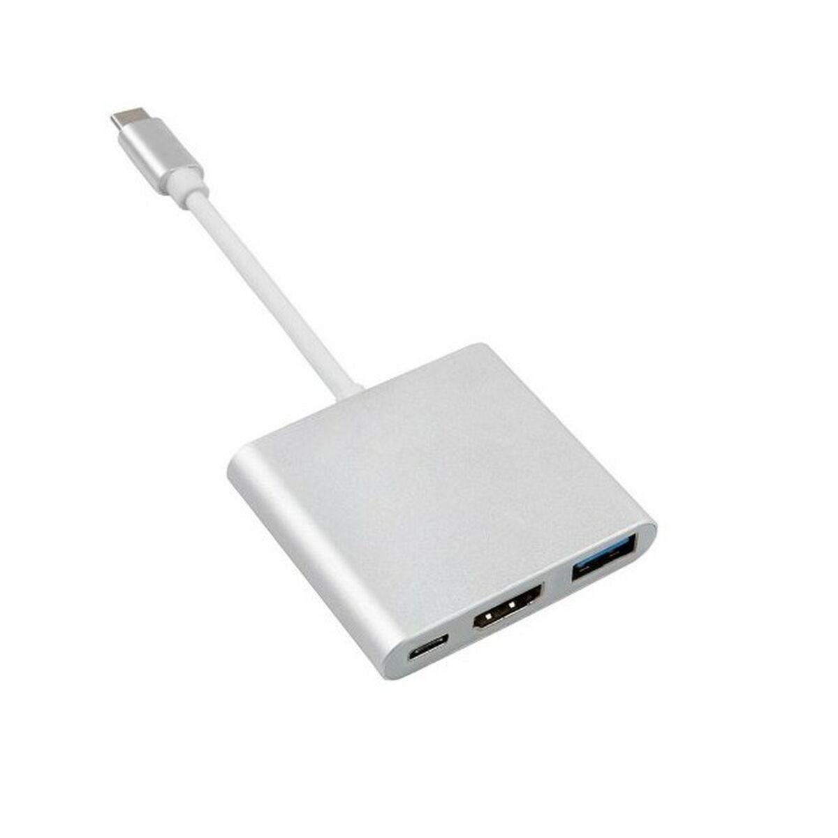 Hub USB-C 3 Portas MacLean MCTV-840 Prateado