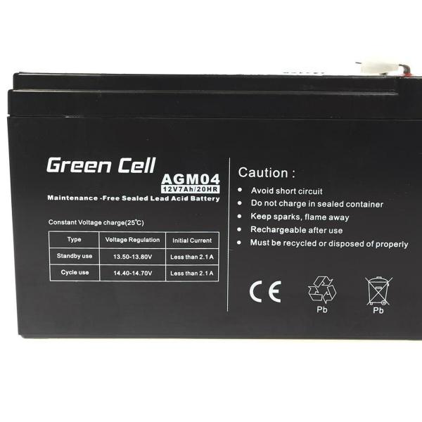 Bateria para Sistema Interactivo de Fornecimento Ininterrupto de Energia Green Cell AGM04 7 Ah 12 V