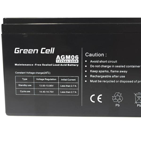 Bateria para Sistema Interactivo de Fornecimento Ininterrupto de Energia Green Cell AGM06 9 Ah 12 V