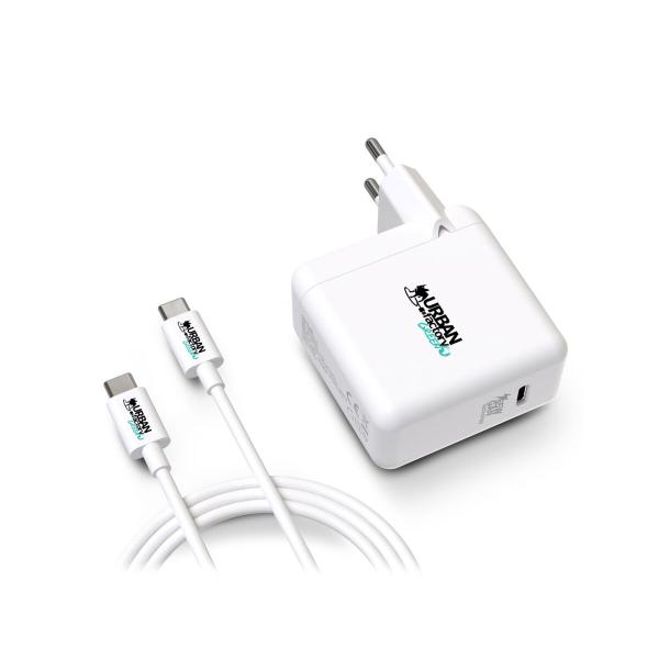 Carregador de Parede + Cabo USB C Urban Factory GSC65UF Branco