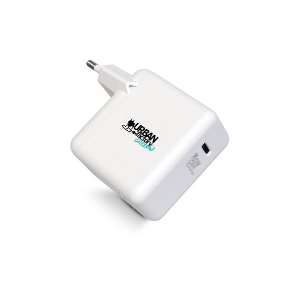 Carregador de Parede + Cabo USB C Urban Factory GSC65UF Branco