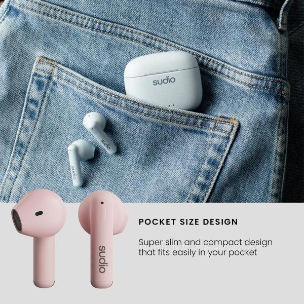 Auriculares in Ear Bluetooth Sudio A1 True Wireless Cor de Rosa