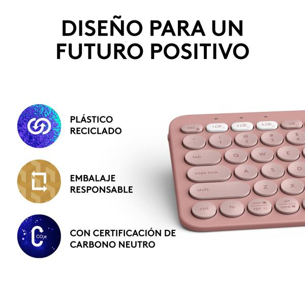 Teclado sem Fios Logitech K380s Cor de Rosa Qwerty espanhol