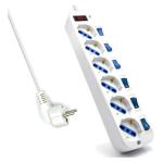 Extensão com 6 Tomadas com Interruptor Ewent EW3932-3M 3500W Branco