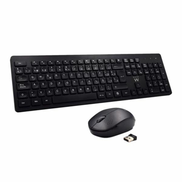 Teclado e Rato sem Fios Ewent EW3256 2.4 GHz Preto Qwerty espanhol QWERTY
