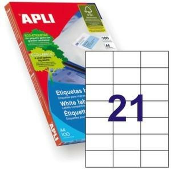 Etiquetas adesivas Apli 1276 Branco 100 Folhas 70 x 42,4 mm
