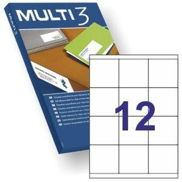 Etiquetas para Impressora MULTI 3 Branco Reto 100 Folhas 70 x 67,7 mm