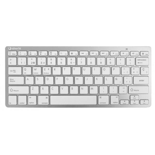 Teclado Silver HT Teclado Inalámbrico Colors Edition - Blanco Qwerty espanhol Prateado