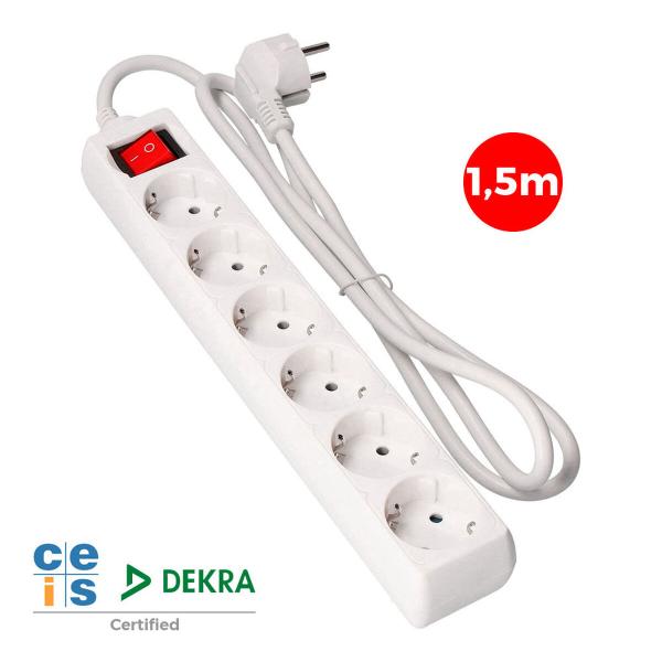 Extensão com 6 Tomadas com Interruptor EDM 41012 Schuko (1,5 m)