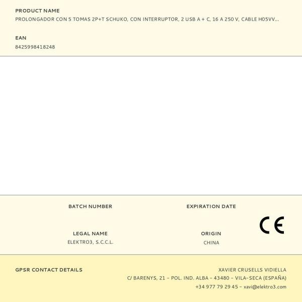 Extensão com 5 Tomadas com Interruptor EDM 41824 Branco 3680 W 250 V (1,5 m)