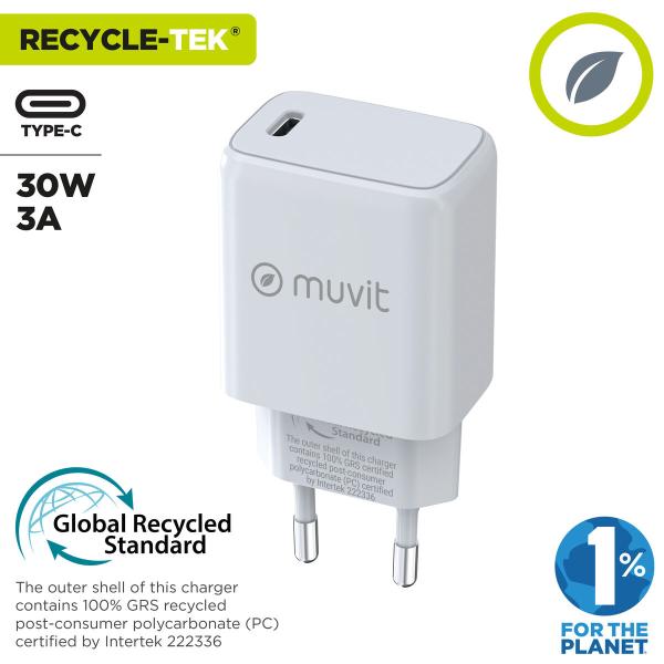 Carregador de Parede Muvit MCACC0014 Branco 30 W