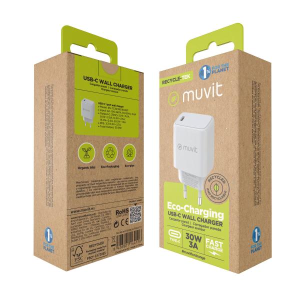 Carregador de Parede Muvit MCACC0014 Branco 30 W