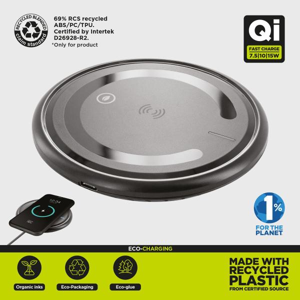 Carregador sem Fios Muvit for Change W114-R BLACK Preto