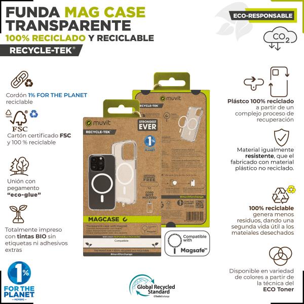 Capa para Telemóvel Muvit for Change iPhone 15 Pro Max Clear Magnética