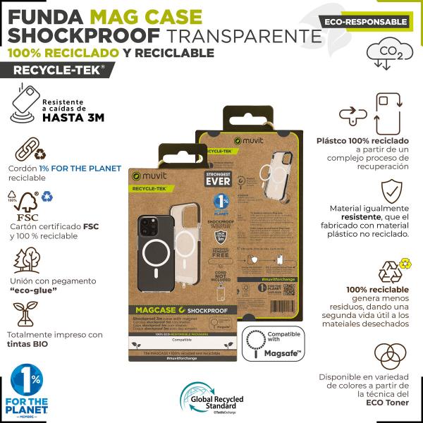 Capa para Telemóvel Muvit for Change iPhone 15 Pro Clear Magnética