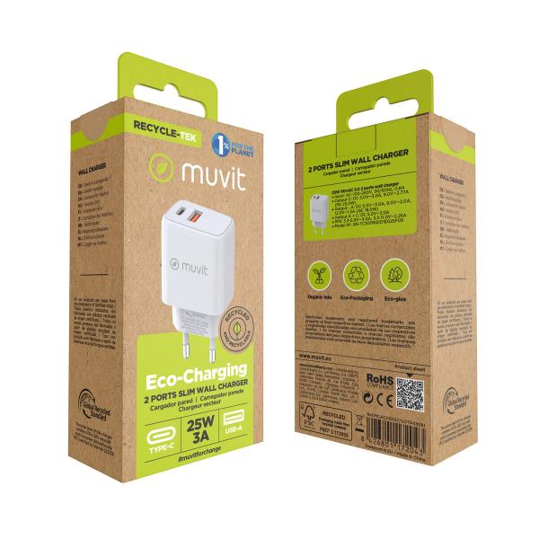 Carregador de Parede Muvit for Change MC-215 Branco 18 W 25 W